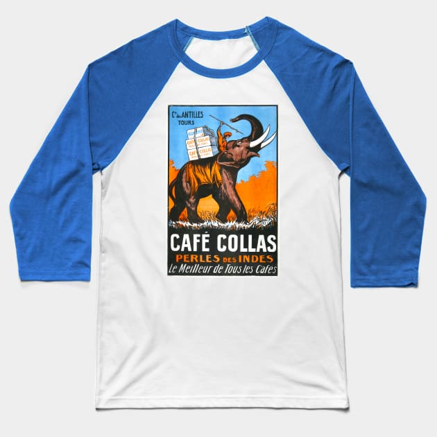 Vintage Travel - Cafe Collas Baseball T-Shirt by Culturio